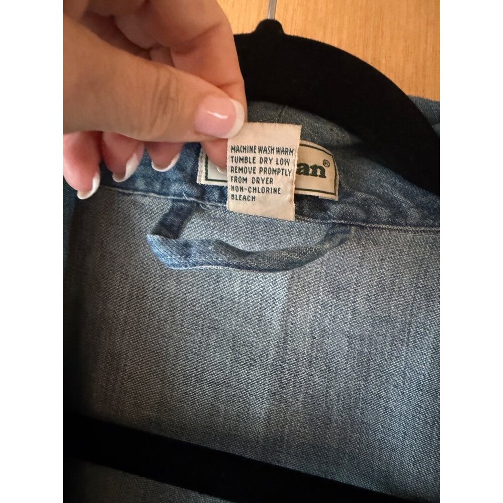 LL Bean Mens Denim Robe Size Medium Blue Self Wrap Long Sleeved Relaxed Vintage - Picture 4 of 9